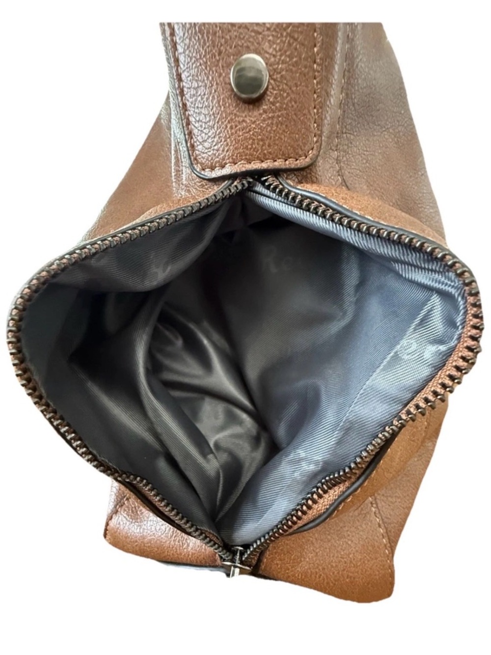 Realer Lg Faux Leather Bag Brn 14”Wx11”Hx5.5”D NO Crsbdy Strap Western Baby - Picture 9 of 16